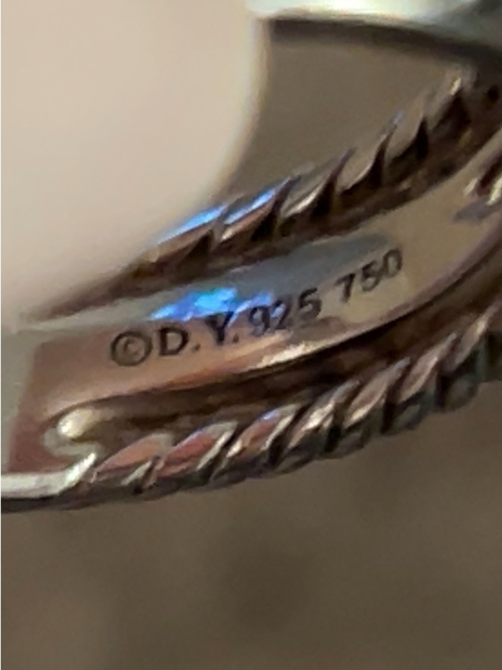 David Yurman Sterling Silver cable twist ring with 18K Gold X Accent - Picture 7 of 15